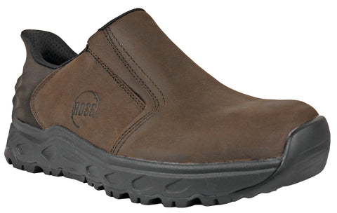 Hoss Boots Mens McKee Slip On Soft Toe Brown Leather Work Shoes