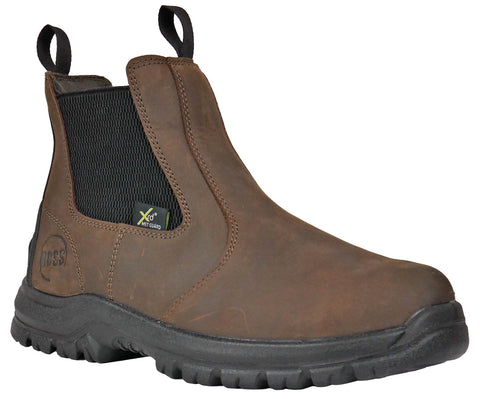 Hoss Boots Mens Snip Chelsea Met-Guard Brown Leather Work Boots