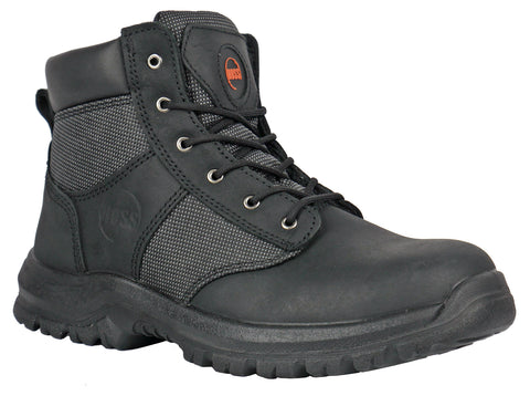 Hoss Boots Mens Carter Black Leather/Nylon Full-Grain Work Boots