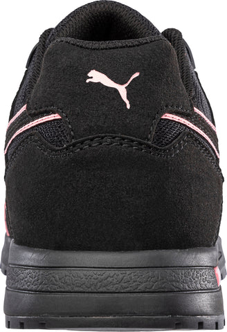 Puma Safety Womens Frontside Low Black/Pink Mesh EH SR Work Shoes