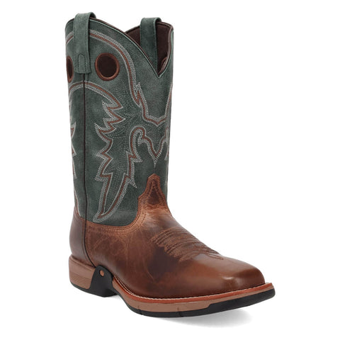 Laredo Mens Alloy Tan/Green Leather 11in Cowboy Boots