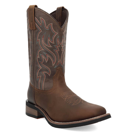 Laredo Mens Decatur Brown/Grey Leather 11in Cowboy Boots