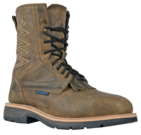 Hoss Boots Mens Brisbee Lacer CT WP Distressed Brown Leather Work Boots