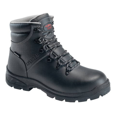 Avenger Mens Builder Mid Black Faux Leather Work Boots