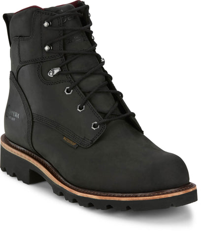 Chippewa Mens Super DNA 6in WP Steel Toe Walnut Leather Work Boots