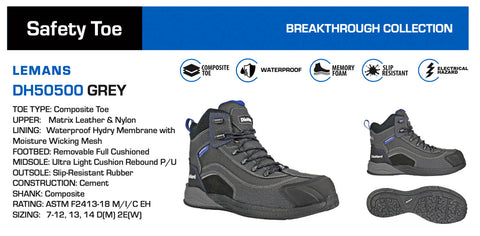 DieHard Mens Lemans CT WP SR Black Leather Work Boots