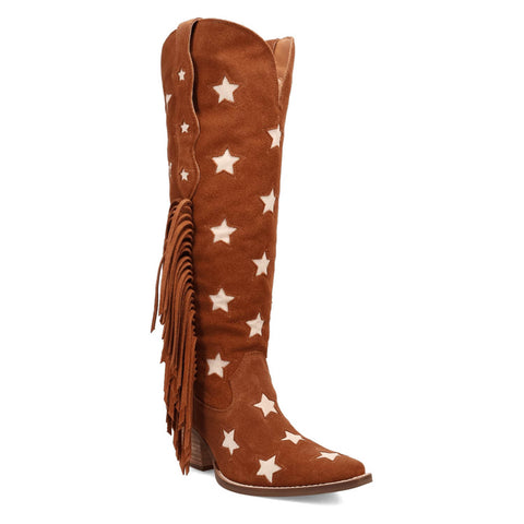 Dingo Womens Super Star Camel Suede Cowboy Boots