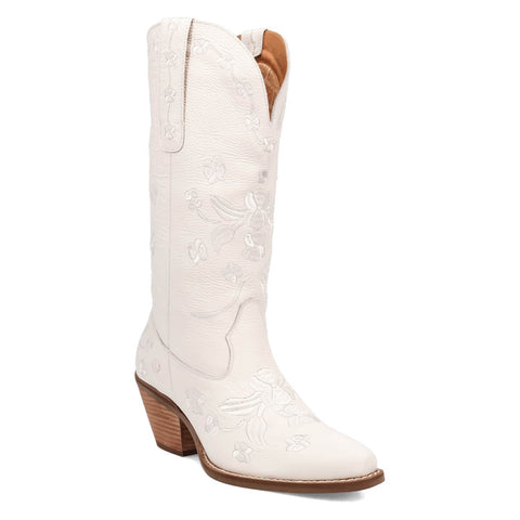 Dingo Womens Love Bug White Leather Cowboy Boots