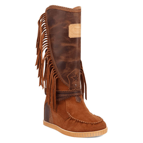 Dingo Womens Natchez Brown Leather 14in Fringe Fashion Boots