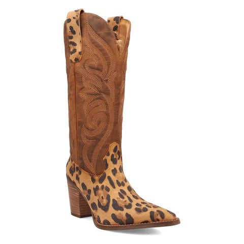Dingo Womens Hensley Leopard Leather 13in Cowboy Boots