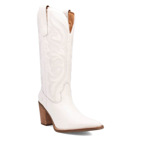 Dingo Womens Hensley White Leather 13in Cowboy Boots
