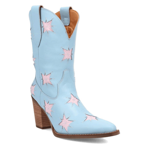 Dingo Womens Starburst Blue Leather 9in Cowboy Boots