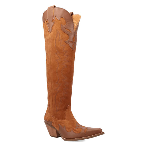 Dingo Womens Drama Queen Camel Suede 18in Cowboy Boots