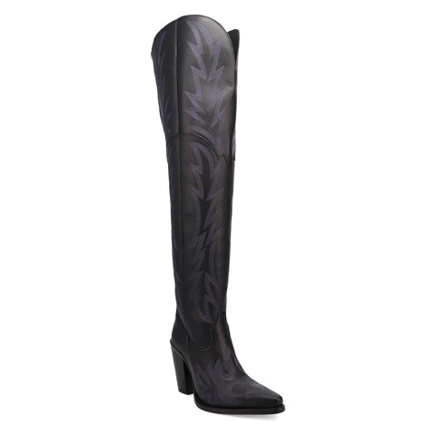 Dingo Womens Diva Black Leather 22in Cowboy Boots