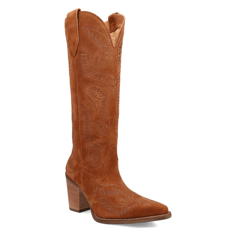 Dingo Womens Evita Camel Suede 16in Cowboy Boots