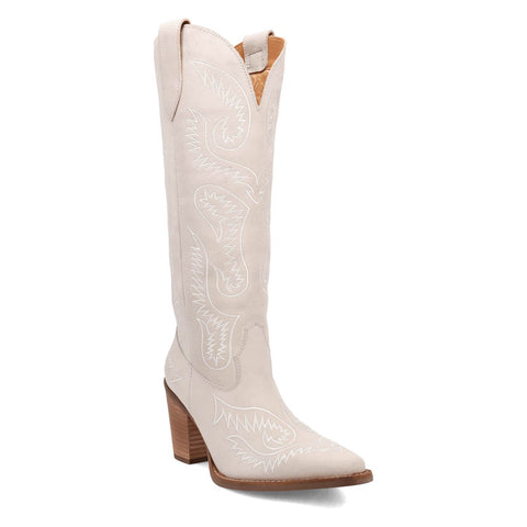 Dingo Womens Evita White Suede 16in Cowboy Boots
