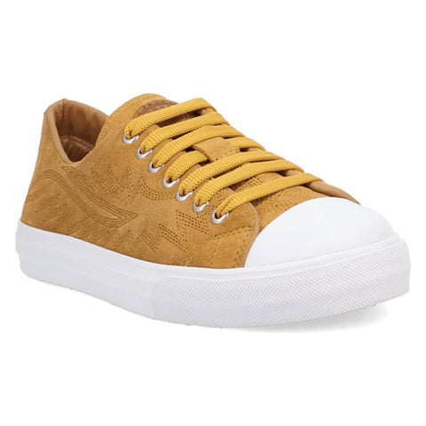 Dingo Womens Campus Mustard Suede Western Sneakers Shoes