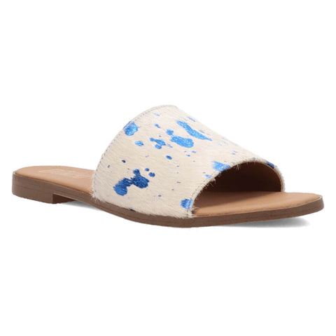 Dingo Womens Moo Moo Blue Hair-on-Hide Sandals Shoes