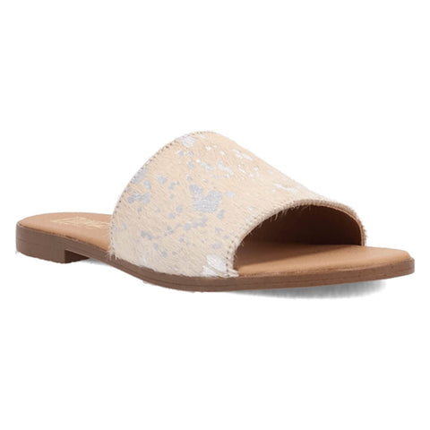 Dingo Womens Moo Moo Silver Hair-on-Hide Sandals Shoes