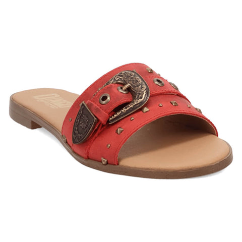 Dingo Womens Lariat Red Leather Buckle Sandals Shoes