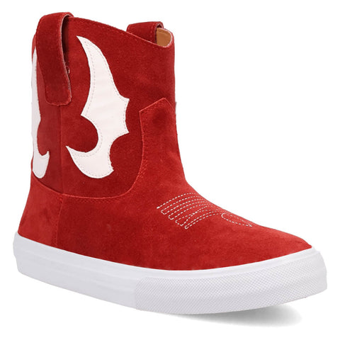 Dingo Womens Ollie Sneaker Red Suede 5in Ankle Boots