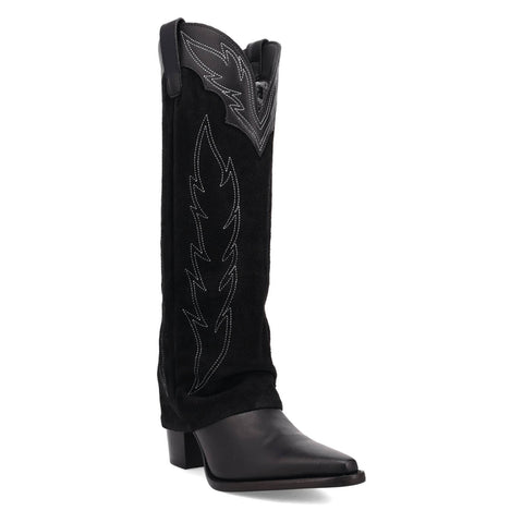 Dingo Womens Wild Horses Black Leather 16in Cowboy Boots