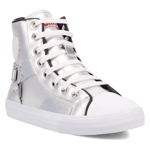 Dingo Womens Knarly Silver Leather Harness Sneakers Shoes
