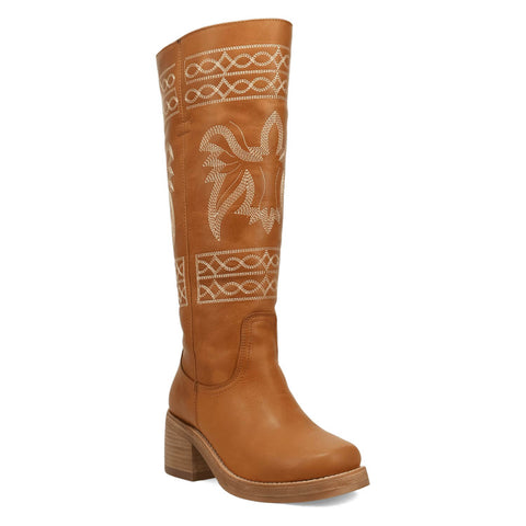 Dingo Womens Avalon Tan Leather 16in Vintage Fashion Boots
