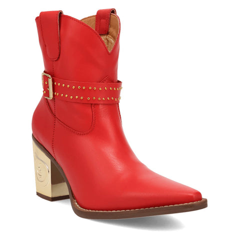 Dingo Womens Milan Bootie Red Leather 7in Ankle Boots