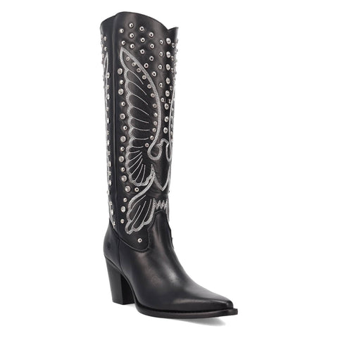 Dingo Womens Diamonds Forever Eagle Black Leather 16in Cowboy Boots