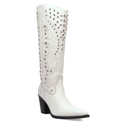 Dingo Womens Diamonds Forever Eagle White Leather 16in Cowboy Boots