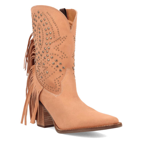Dingo Womens Star Power Bootie Peach Suede 9in Cowboy Boots