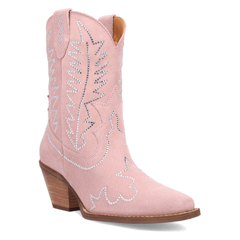 Dingo Womens Tiny Pony Bootie Pink Suede 8in Fashion Boots
