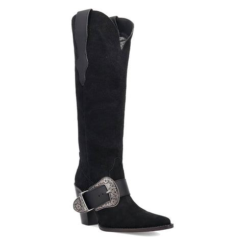 Dingo Womens Yeehottie Black Suede 18in Fashion Boots