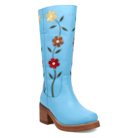 Dingo Womens Bloom Blue Leather 14in Cowboy Boots