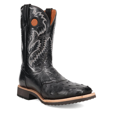 Dan Post Mens Martel Black Full Quill Ostrich 11in Cowboy Boots