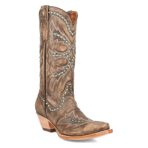 Dan Post Womens Mesa Honey Leather Cowboy Boots