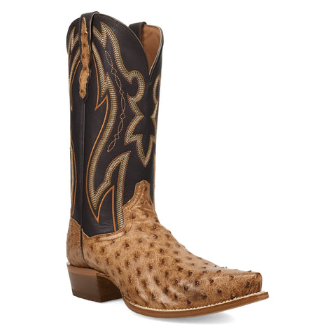 Dan Post Womens Grit Tan/Dark Brown FQ Ostrich 13in Cowboy Boots