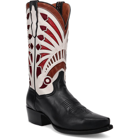 Dan Post Mens Ronan Black/Multi Leather 13in Cowboy Boots