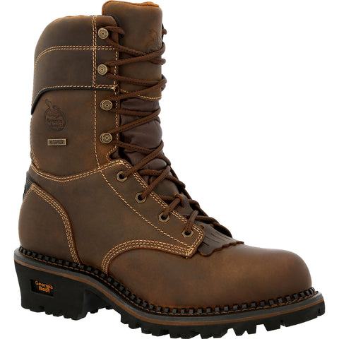 Georgia Mens AMP LT Logger CT 600G Brown Leather Work Boots