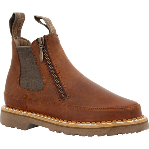 Georgia Womens Side Zip Romeo Brown Leather Chelsea Boots