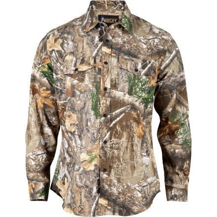 Rocky Mens Prohunter Button Down Twill Realtree Edge 100% Cotton L/S Shirt