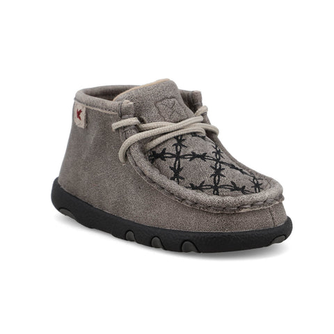 Twisted X Infant Unisex Driving Moc Barbwire Grey/Black Leather Chukka Boots