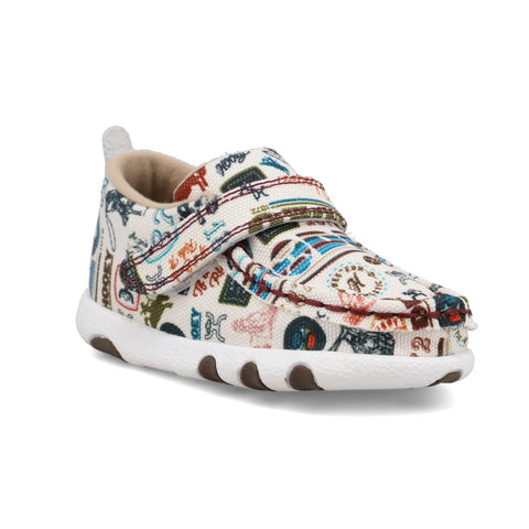 Twisted X Infant Unisex Hooey Driving Moc Words Multi-Color Fabric Slip-On Shoes