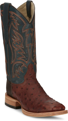 Justin Mens Doc Bar AQHA Brandy Full Quill Ostrich Cowboy Boots