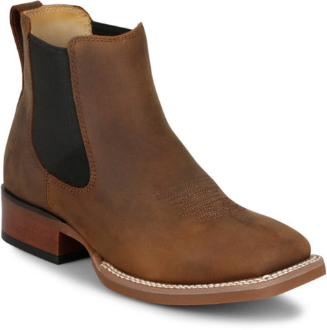 Justin Mens Crazy Buck 6in Brown Leather Frontier Chelsea Boots