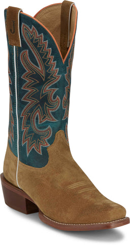 Justin Mens Jimmy 13in Western Wheat Suede Frontier Cowboy Boots