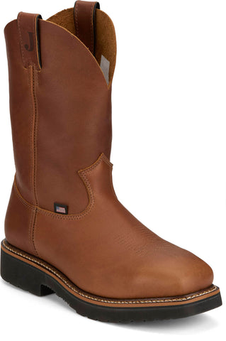 Justin Mens Lafayette 11in Cinnamon Leather Work Boots