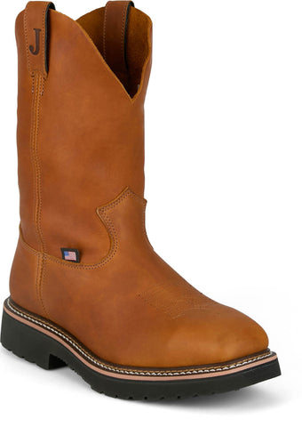 Justin Mens Lafayette 11in Steel Toe Cinnamon Cowhide Work Boots