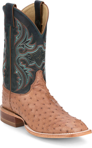 Justin Mens Moseley Cognac/Green FQ Ostrich Cowboy Boots